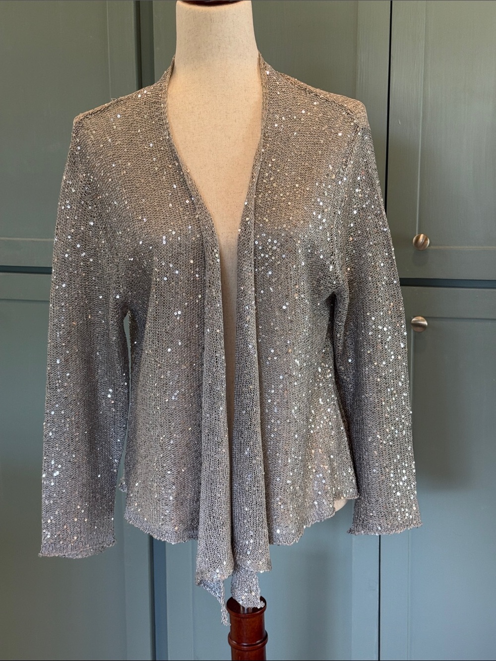 Open-Front Silver Sequin Women's Cape Jacket